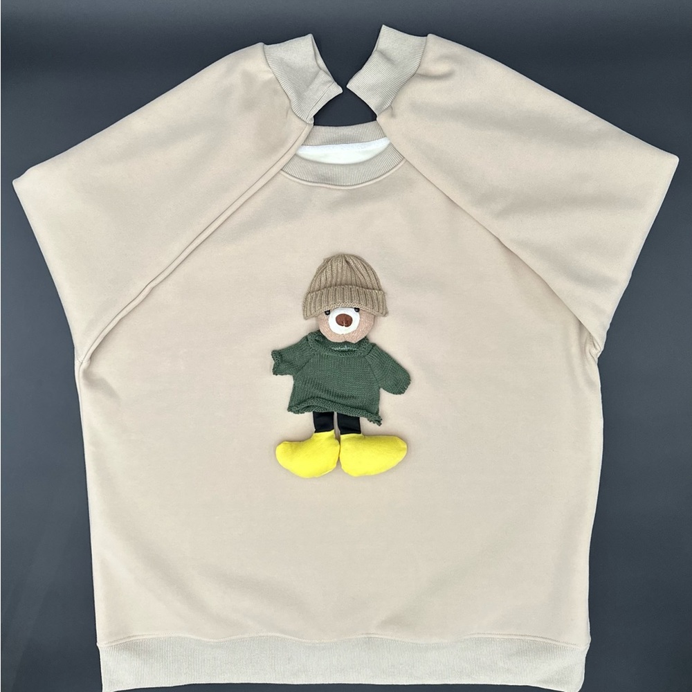 Sweatshirt Bear Hat One Size Beige Cream Valentine Day Gift Cute